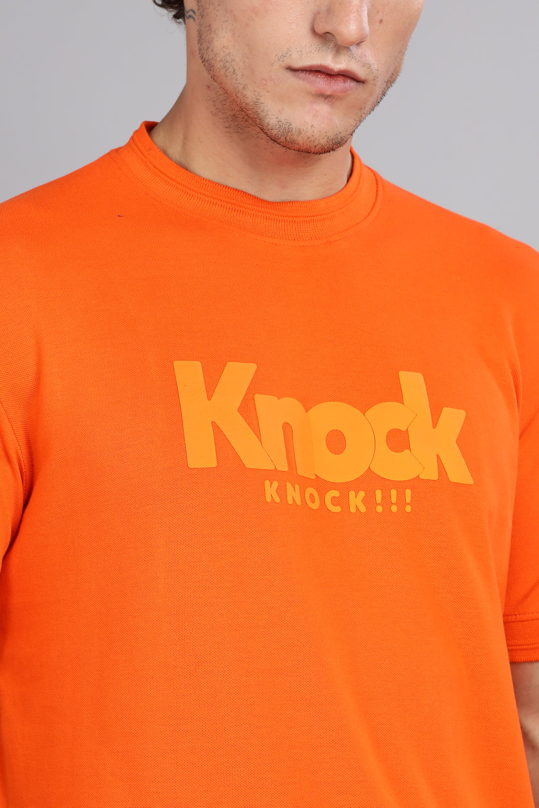 Knock, Knock! | Solid Round Neck Regular fit T-Shirt – Orange