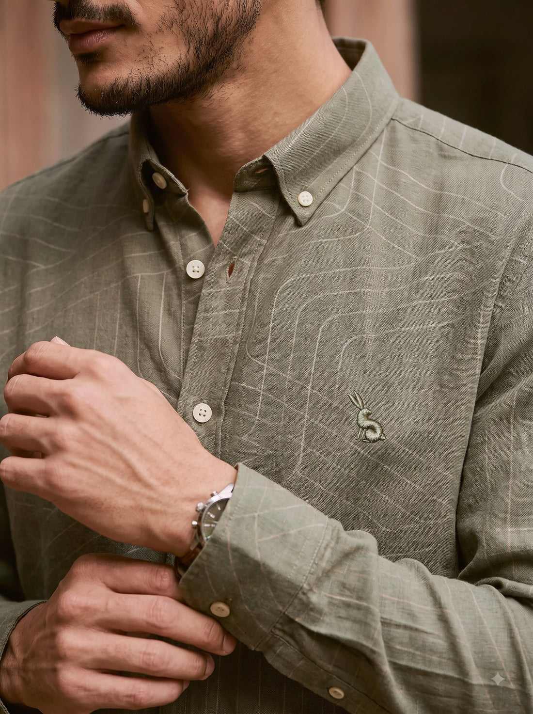 Atelier Terrain Moss Olive Linen Shirt