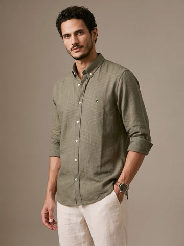 Atelier Terrain Moss Olive Linen Shirt